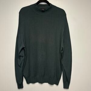 Jos A Bank Silk Preppy Old Money Mock Neck Green Lightweight Sweater Mens XL